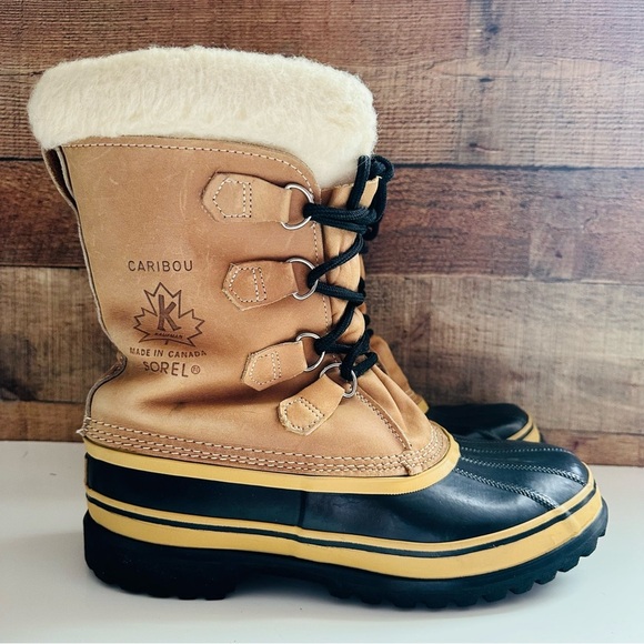 Sorel Caribou Waterproof Winter Boots - Tan and Black - Picture 1 of 9
